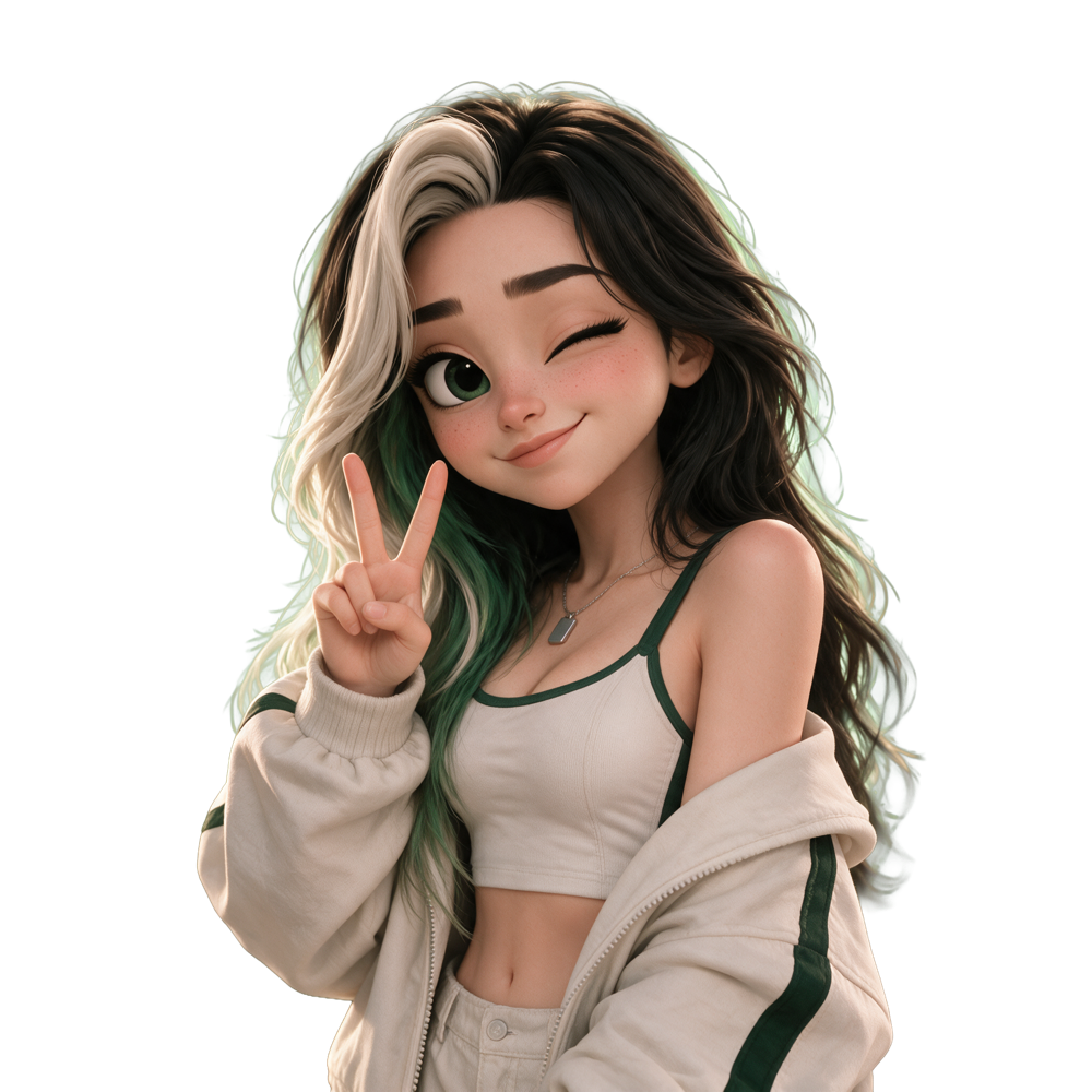 Peace sign, one eye closed